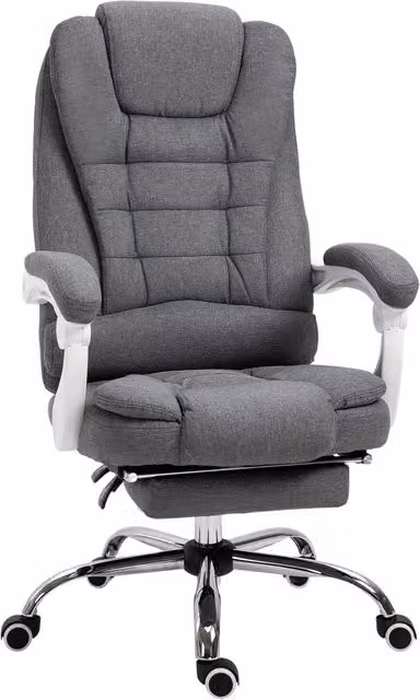 Sedia Poltrona Operativa da Ufficio GIORDANOSHOP Reclinabile con Poggiapiedi Estraibile e Appoggiatesta in Tessuto Grigio L: 120 cm, P: 70 cm, H: 123 cm