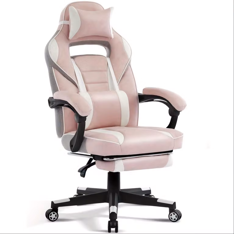 Sedia ergonomica da gaming con supporto lombare massaggiante e poggiapiedi – Sedia regolabile per computer