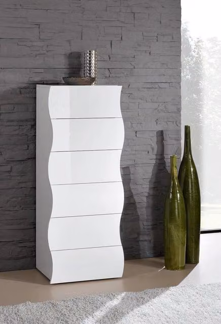 Cassettiera Alta 6 Cassetti 50x40x121,5 cm Onda 6C Bianco Lucido