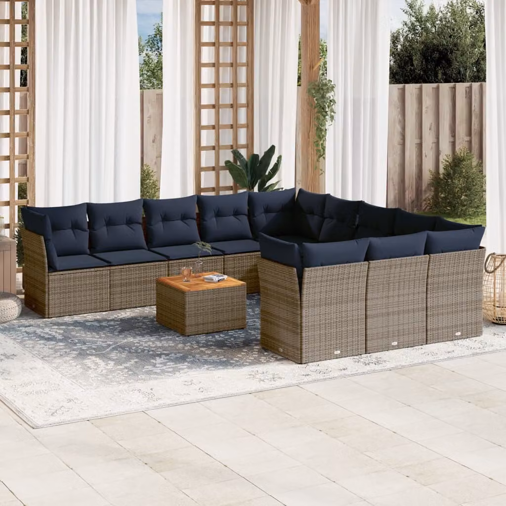 Maison Exclusive - Set Divani da Giardino 12 pz con Cuscini Grigio in Polyrattan