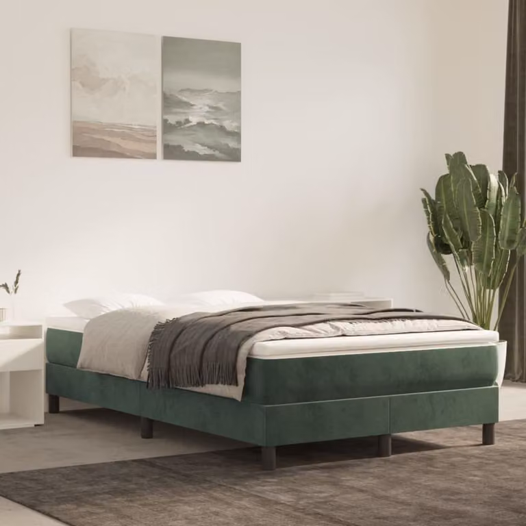 Materasso a Molle Insacchettate Rigidità Media Verde Scuro 120x200x20 cm in Velluto