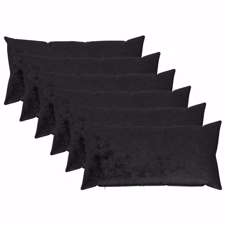 Set di 6 federe vidaXL HEERLEN in flanella nera, L 40 cm x P 70 cm
