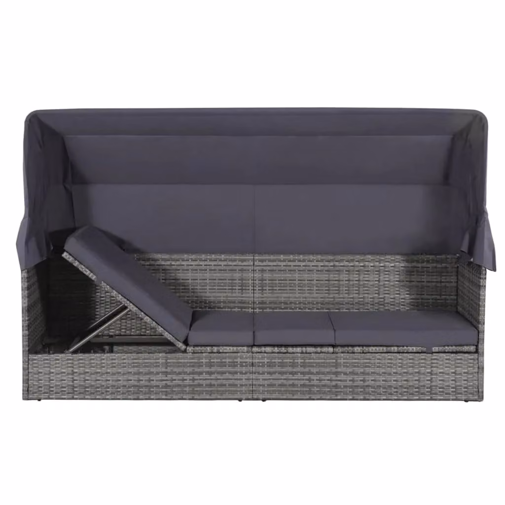 Divano da giardino Outsunny con baldacchino e cuscini impermeabili grigio L: 205 cm, P: 62 cm, H: 124 cm – 2