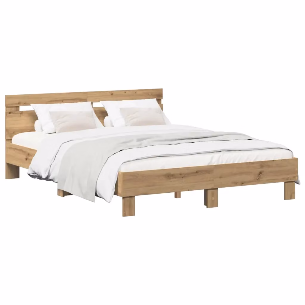 Struttura letto moderna vidaXL in legno color rovere L: 140 cm, P: 193 cm, H: 70 cm – 2