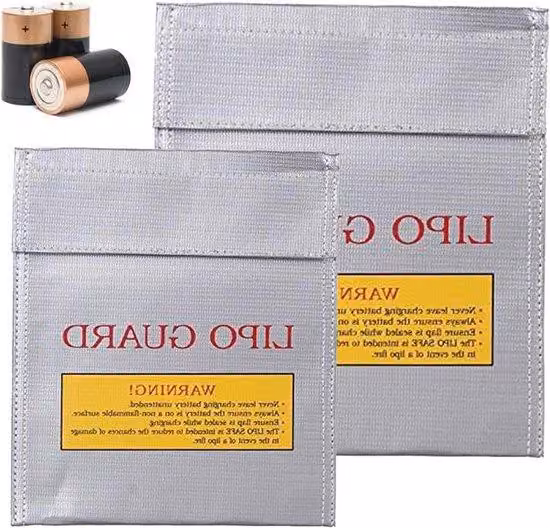 Allecto Plus - Borsa ignifuga, confezione da 2, per batterie LiPo - Borsa ignifuga per documenti - Resistente alle esplosioni - Ricarica e trasporto sicuri di oggetti di valore