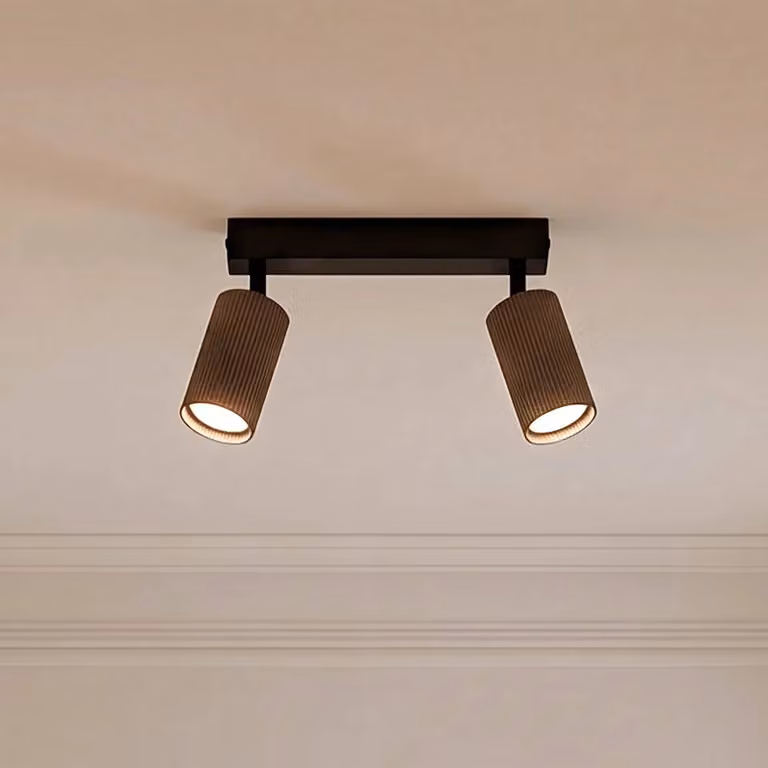 Faretto da soffitto Tune, a 2 luci, marrone, metallo, lunghezza 44 cm Tune TK Lighting, dimmerabile, Marrone / Ruggine, Soggiorno / Sala da pranzo, Alluminio, Faretto