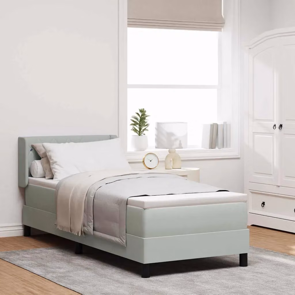 Letto ibrido con testiera vidaXL in velluto grigio L: 200 cm, P: 80 cm, H: 88 cm – 1
