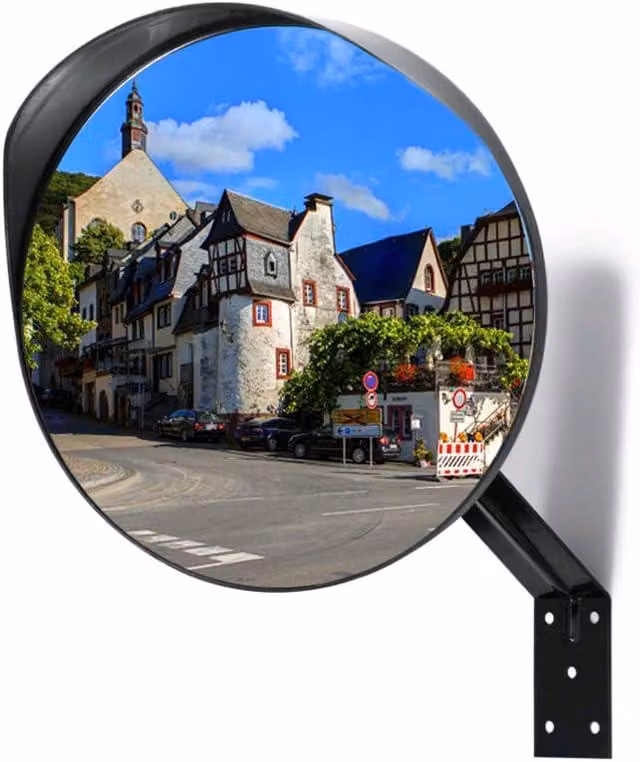 Specchio per traffico da 30 cm, con supporto a parete, a vista panoramica, ideale per l'ingresso