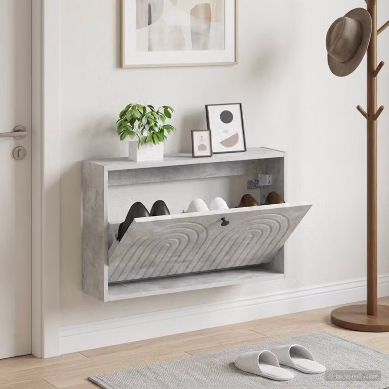 Mobiletto per scarpe da muro moderno vidaXL ALKMAAR in MDF e metallo, L: 71 cm, P: 17 cm, H: 43 cm