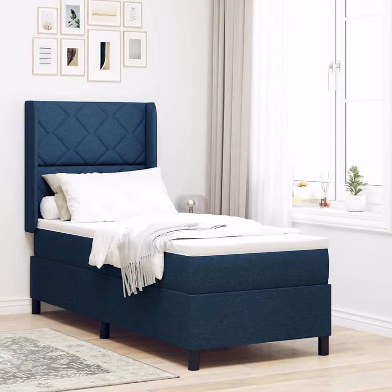 Letto ibrido vidaXL con materasso e testiera in tessuto blu L 200 cm x P 80 cm x H 44 cm
