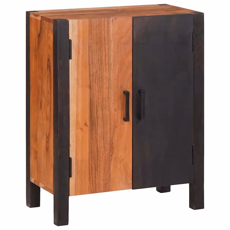 vidaXL Credenza Moderna in Legno di Acacia e Metallo, Marrone, L: 55 cm, P: 30 cm, H: 75 cm