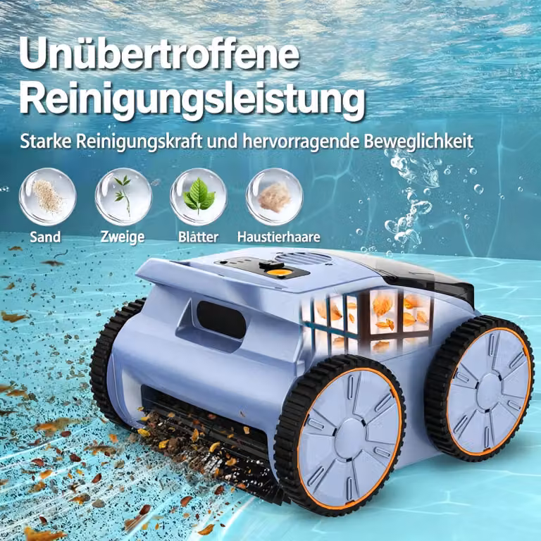 Robot pulitore per piscine - SAT 20 - Adatto per piscine fuori terra e piscine interrate - Si arrampica sulle pareti - Autonomia fino a 180 minuti - Ideale per piscine fino a 186 m² - Resistente all'acqua