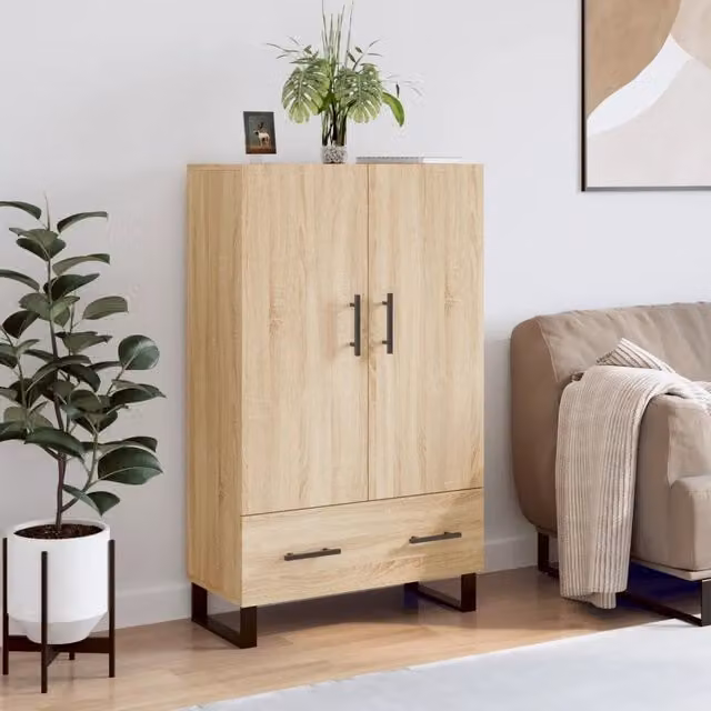 Credenza Buffet Armadio da Cucina Design Mania in Legno Rovere Sonoma Marrone L: 69,5 cm, P: 31 cm, H: 115 cm