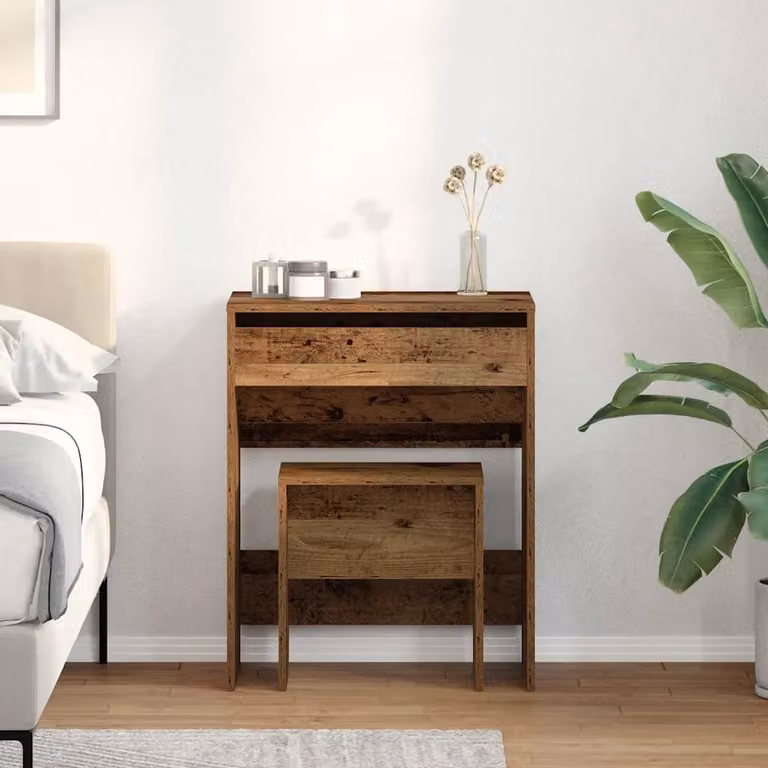 Set di 2 tavoli da trucco vidaXL in legno marrone, L 60 cm x P 40 cm x H 75 cm