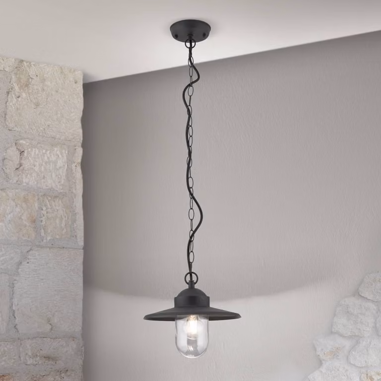 ORION Lampada a sospensione da esterno Edward, antracite, Ø 27,5 cm, alluminio dimmerabile, Nero, Alluminio, Antico