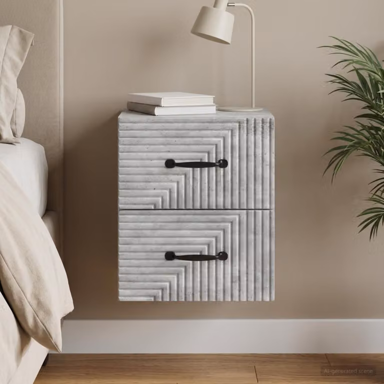 vidaXL Mobiletto da notte sospeso moderno Grigio, L 34,5 cm x P 33 cm x H 40 cm