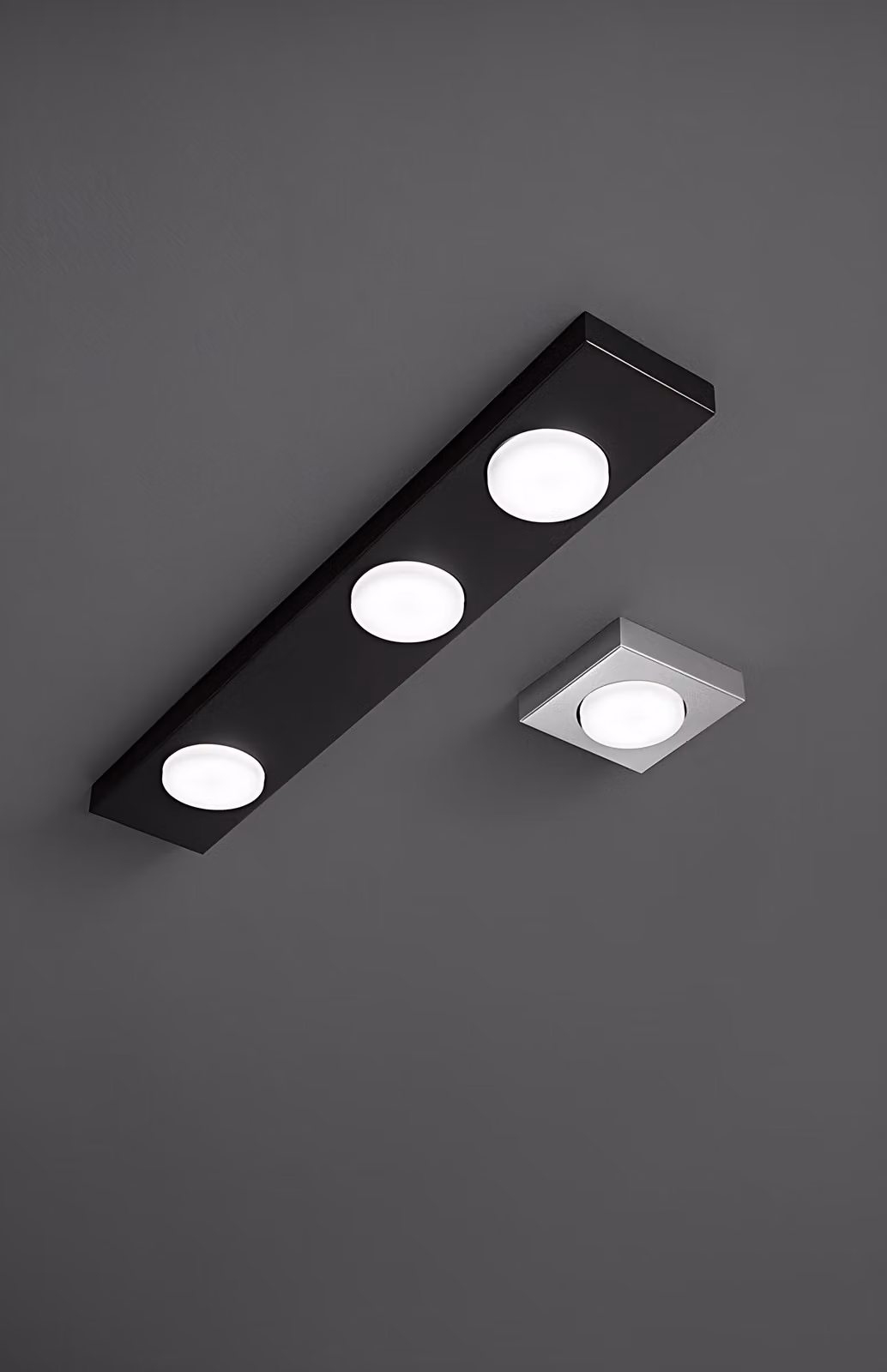 Bottone - Plafoniera Led da soffitto 3xGX53 max 15W, Rettangolare 60x10 cm, Metallo Verniciato, IP20 - Perenz - Nera