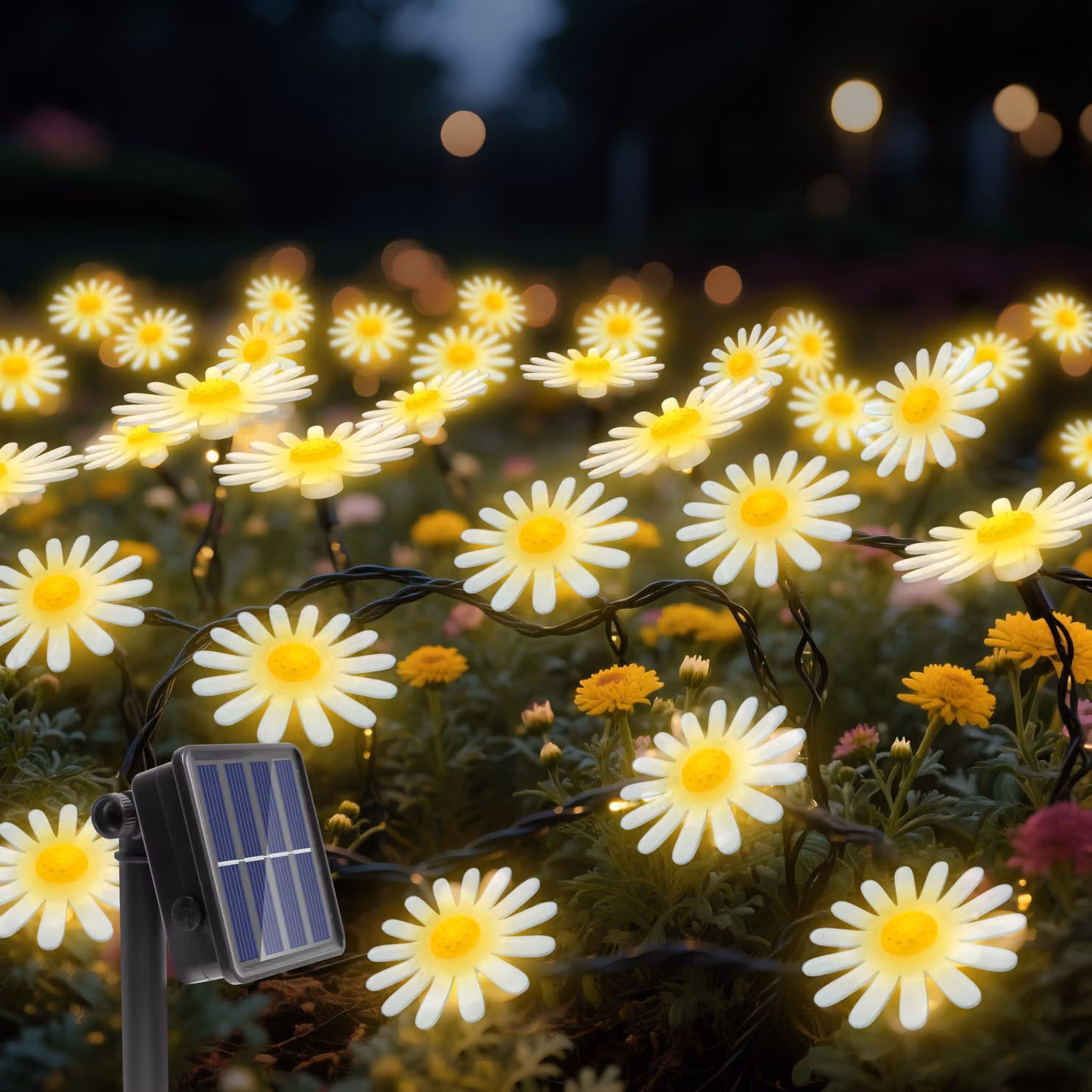 Catena luminosa a energia solare con 40 LED, lunghezza 4 metri, grado di protezione IP44, 8 modalità, luce bianco caldo