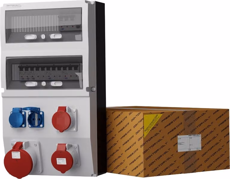 Distributore di potenza eXT-S/FI 63A 32A 16A 2x230V Mennekes Doktorvolt® 0847