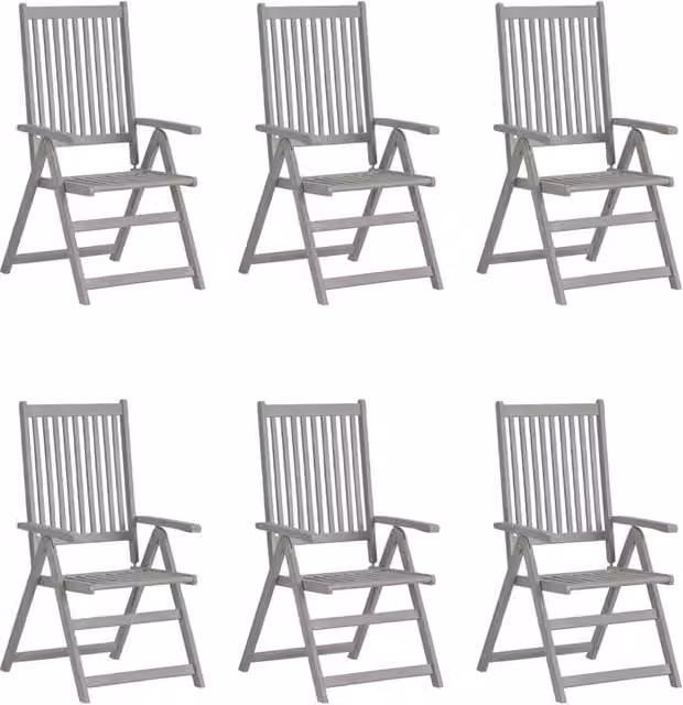Sedie da Giardino Reclinabili 6 pz con Cuscini Massello Acacia 3065327