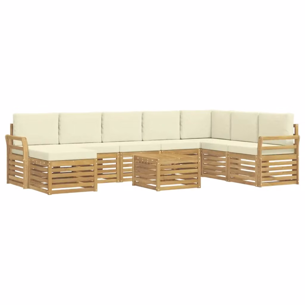 Set di divani ad angolo vidaXL in legno di acacia massello con cuscini beige per giardino e terrazzo – 2
