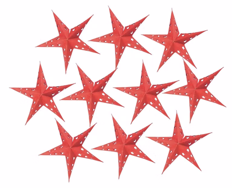 10 stelle di carta rosse, pieghevoli, da 20 cm, ideali per decorazioni luminose
