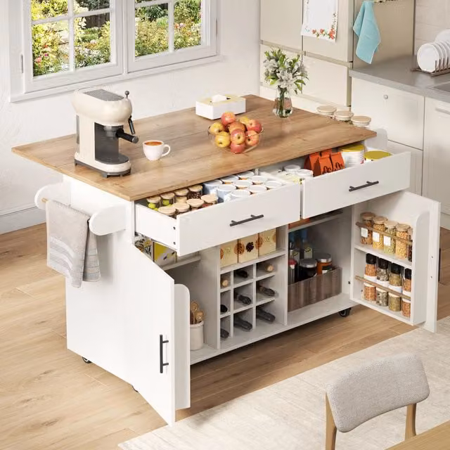 Tavolo da cucina con cassetti ¨C Minimal ¨C Effetto legno marrone, 90x60x85 cm