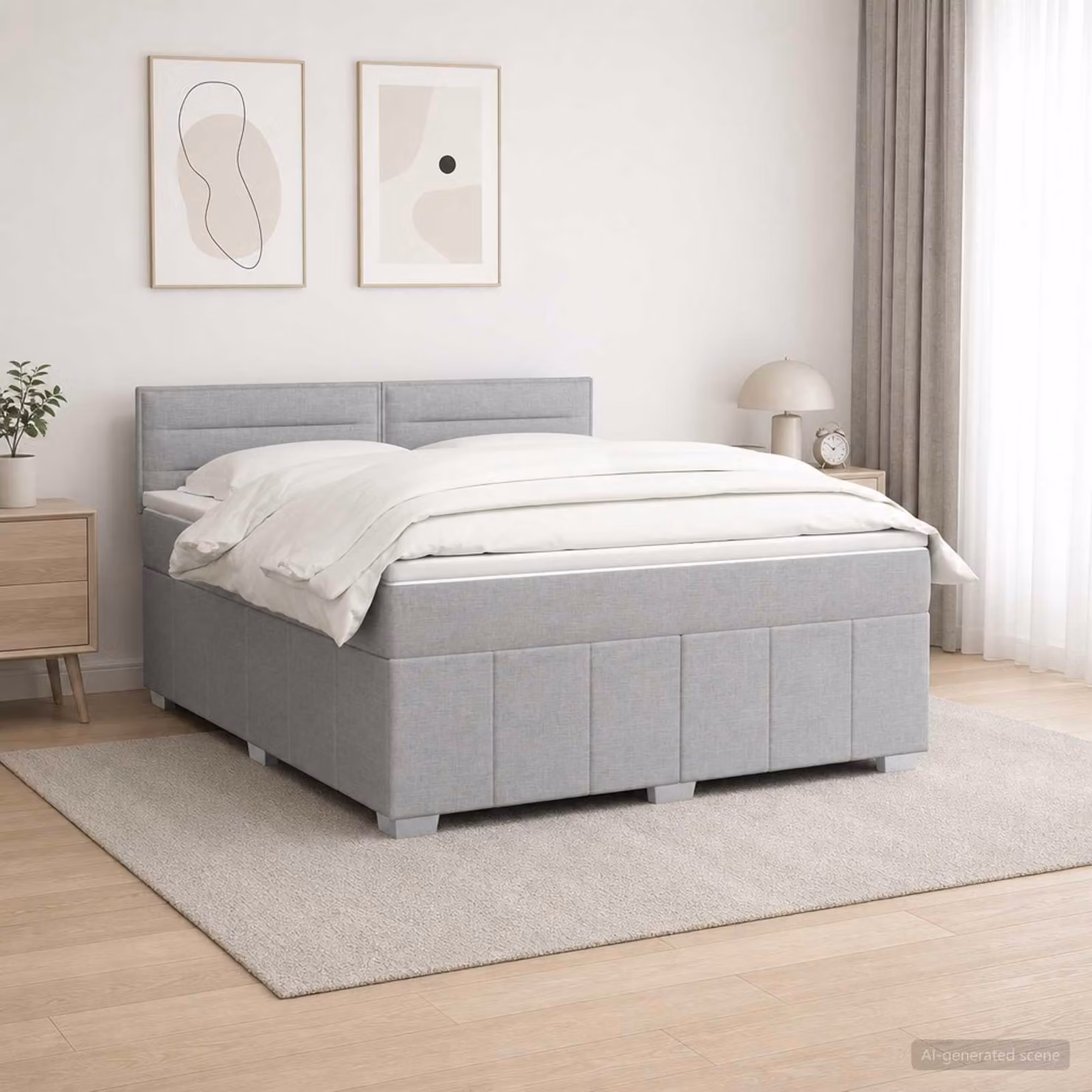 Maison Exclusive - Letto boxspring con materasso Grigio chiaro 140 x 200 cm Tessuto