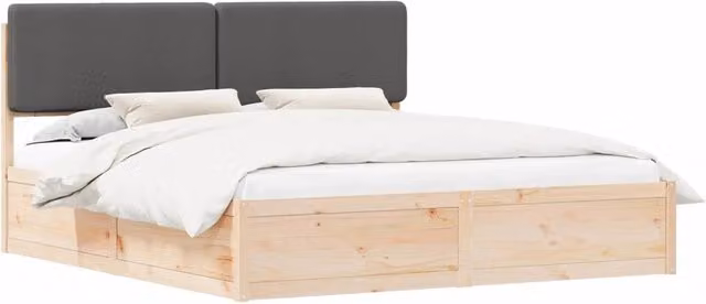 Letto matrimoniale | Letto per adulti | Letto con Testiera Rivestita Grigio scuro 200 x 200 cm