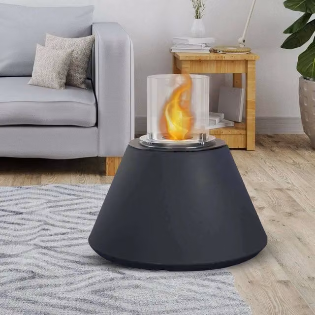 Camino a bioetanolo Parbo, Caminetto, Focolare senza fumo, Riscaldatore ad etanolo, Made in Italy, 60x60 h56 cm, Nero