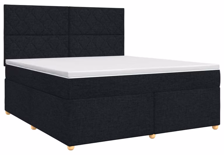 Letto a molle con materasso nero 140 x 200 cm in tessuto