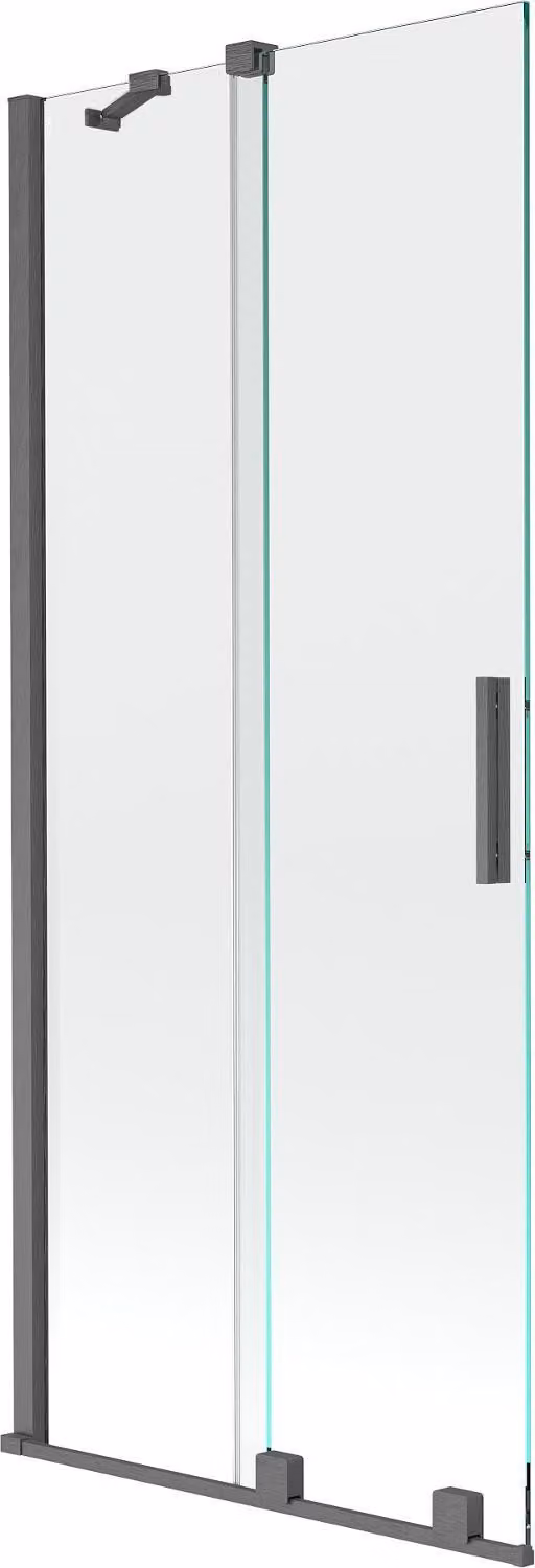 Mexen Velar paratia da vasca da bagno a 2 ante scorrevole 85 x 150 cm, trasparente, grigio canna di fucile spazzolato