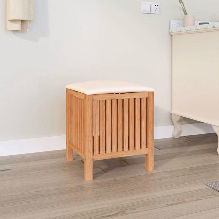vidaXL Sgabello da Bagno Moderno in Legno di Noce Oliato, L/P/H: 40,5 x 40,5 x 52 cm