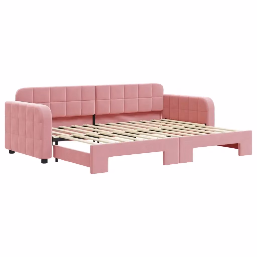 Divano Letto Moderno vidaXL in Velluto Rosa per Soggiorno e Camera da Letto – 2