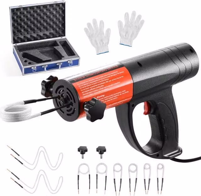 Riscaldatore a Induzione 1500W 230V per Rimozione Bulloni e Dadi Arrugginiti, Macchina Portatile con 8 Bobine e Valigetta