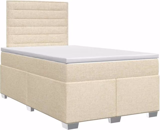 Letto box spring con materasso vidaXL in tessuto beige e bianco L/P: 120 x 200 cm