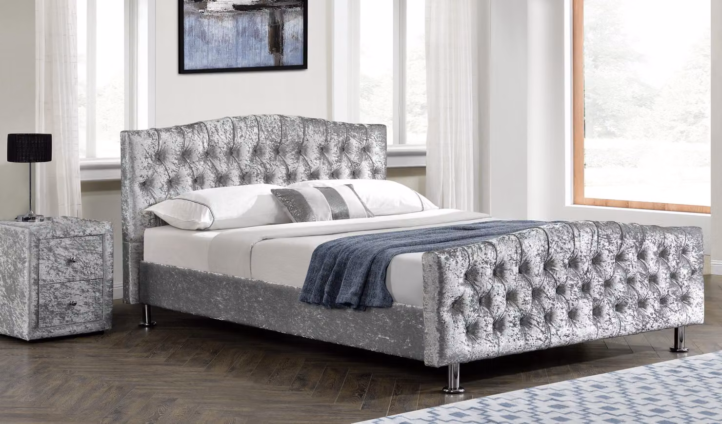 Chesterfield Designer Bett Schlafzimmer Leder Polster 140/160/180/200 cm
