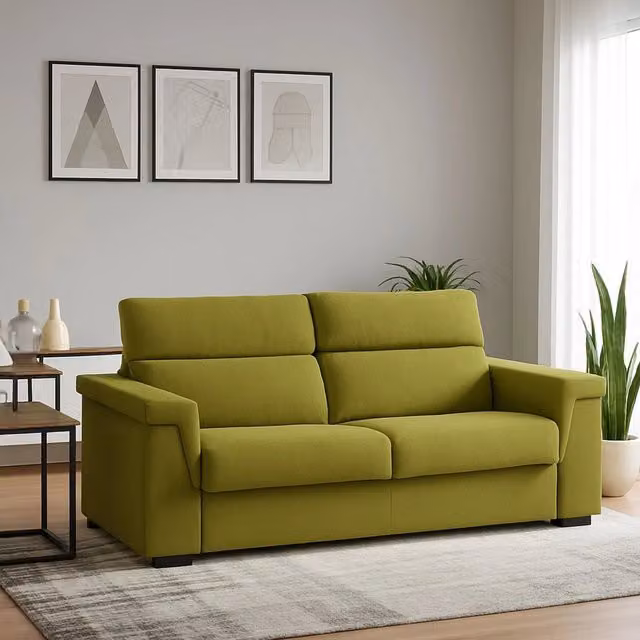 Divano Fisso 2 Posti Flaibano Verde Made in Italy con Rivestimento Sfoderabile L: 205 cm, P: 95 cm, H: 100 cm – 1