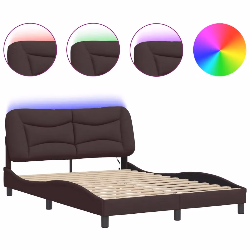 Giroletto con LED e porta di ricarica USB Hvar vidaXL, Marrone Scuro, L/P/H: 190 x 140 x 208 cm – 2