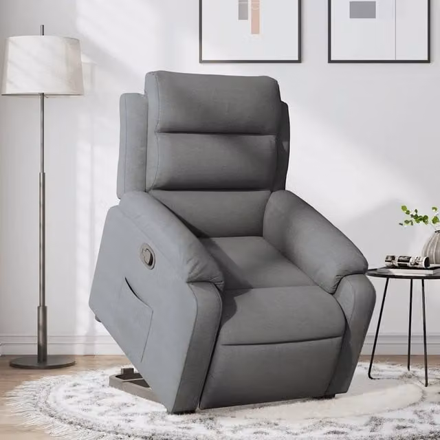 Poltrona Alzapersona Reclinabile con Assistenza Elettrica vidaXL Grigio con Braccioli e Imbottitura in Schiuma
