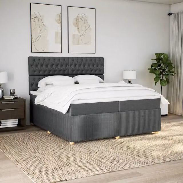 Letto Ibrido Moderno vidaXL con Materasso Grigio e Bianco L/P: 200 x 200 cm