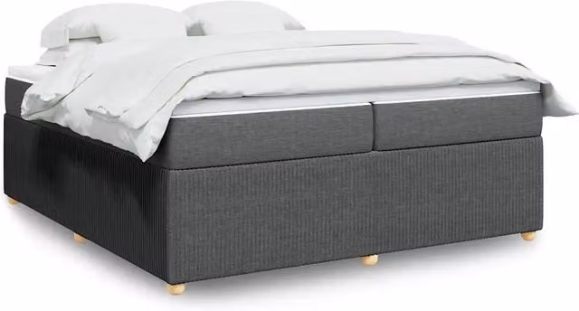 Giroletto a Molle con Materasso Grigio Scuro 200x200 cm Tessuto 3285596
