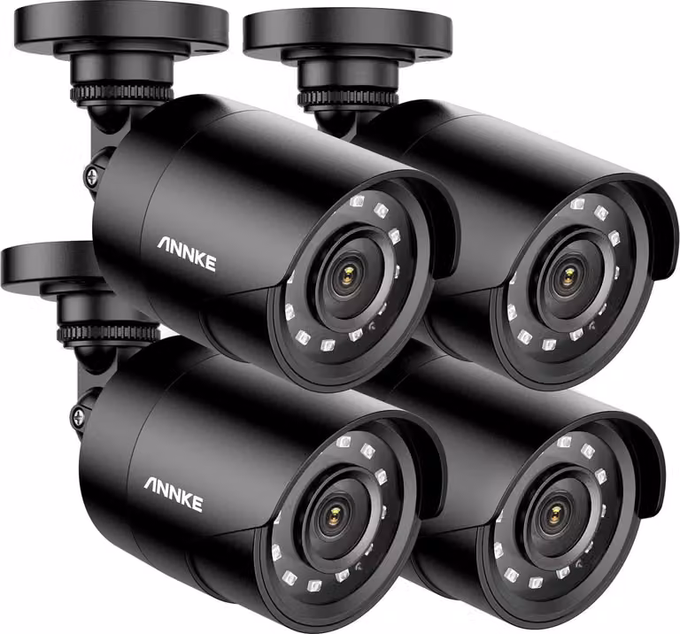 Telecamere di sorveglianza, 2MP, tecnologia a infrarossi, stile bullet, 4 pezzi nero