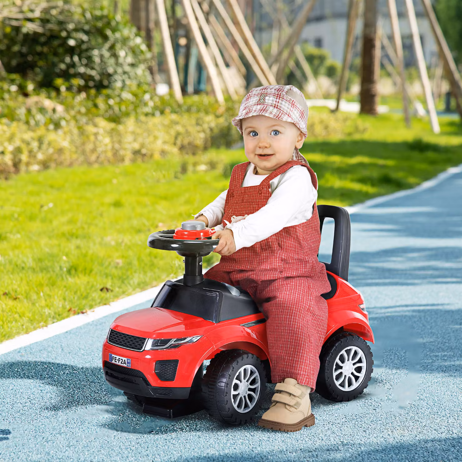 Macchina Cavalcabile HOMCOM per Bambini 1-3 Anni con Suoni, Luci e Vano Contenitore, Rossa – 2