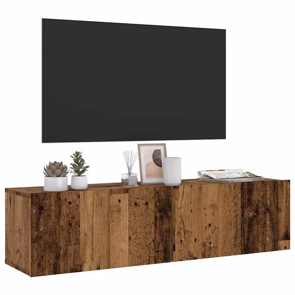 Mobile TV da parete vidaXL in legno antico marrone L 120 x P 30 x H 30 cm