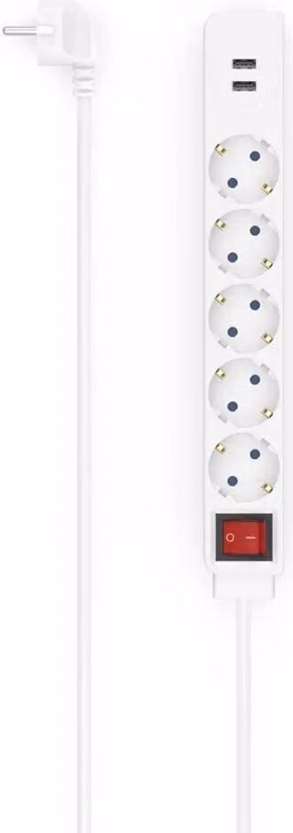 hama 223183 hama USB 3.4A Presa a 5 vie con interruttore 1,4 m bianco con presa USB