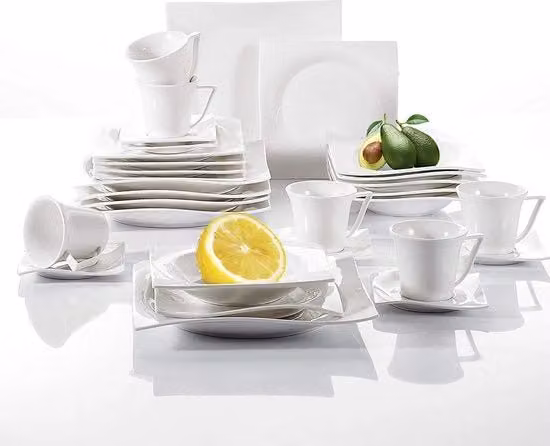 Servizi da tavola in set da 6 persone - set da dessert - piatti, ciotole, tazze - materiale duraturo - alta qualità premium