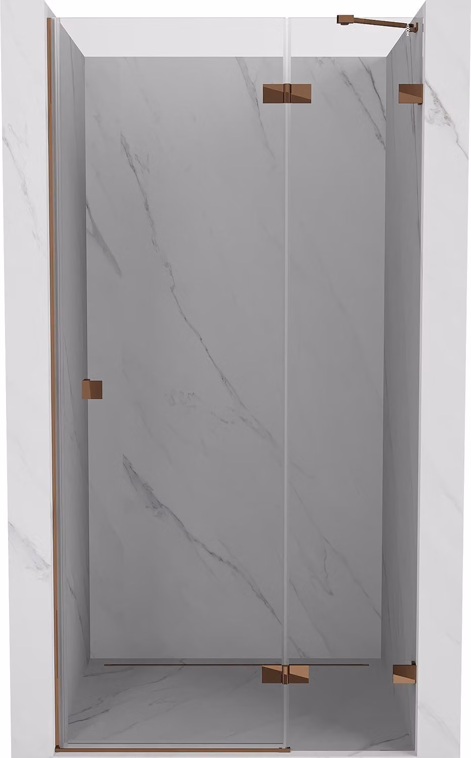 Mexen Lunar porta doccia a battente destra 115 cm, trasparente, oro rosa - 834-115-000-60-00-P