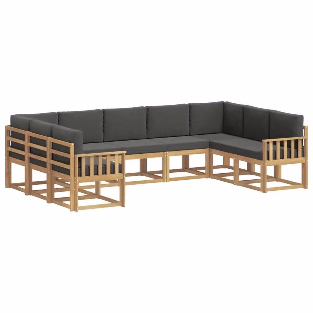 Set di divani da esterno moderno vidaXL in legno di acacia con cuscini Bianco e Antracite – 2