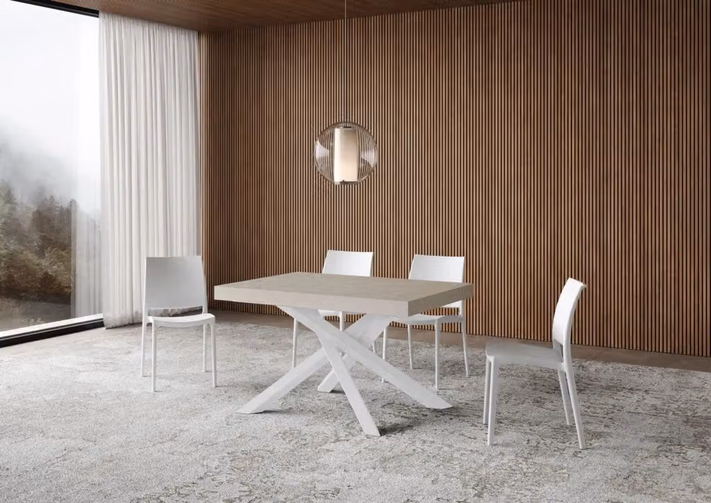 Tavolo Allungabile Volantis GIORDANOSHOP Colore Cashmere con Telaio Bianco L/P/H: 140-400 x 90 x 77 cm – 2